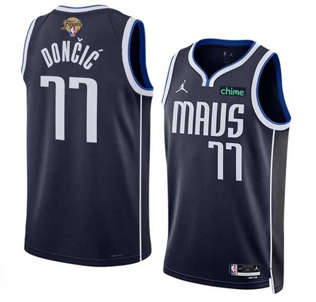 Men%27s Dallas Mavericks #77 Luka Doncic Navy 2024 Finals Statement Edition Stitched Basketball Jersey Dzhi